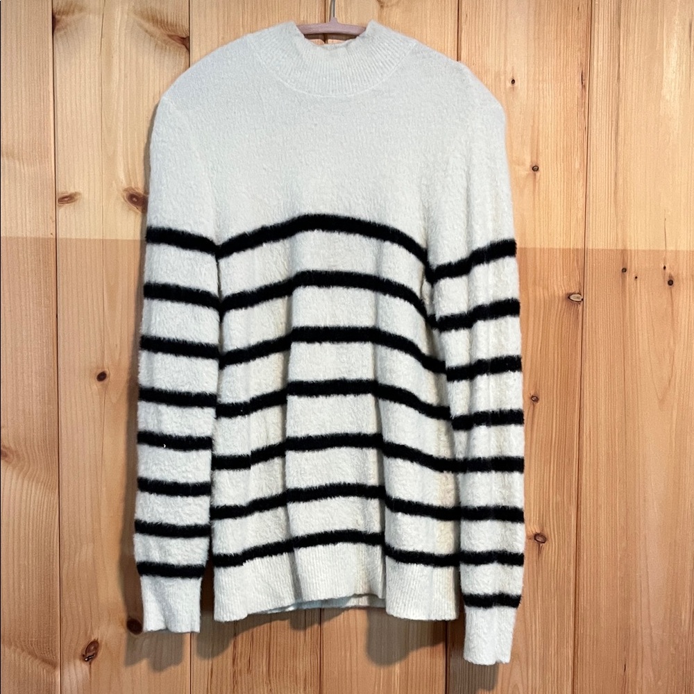 Bailey 44 Black & White Striped Turtleneck Sweater